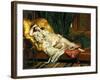 Odalisque with a Lute, 1876-Hippolyte Berteaux-Framed Giclee Print