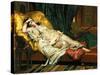 Odalisque with a Lute, 1876-Hippolyte Berteaux-Stretched Canvas