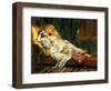 Odalisque with a Lute, 1876-Hippolyte Berteaux-Framed Giclee Print