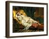 Odalisque with a Lute, 1876-Hippolyte Berteaux-Framed Giclee Print