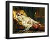 Odalisque with a Lute, 1876-Hippolyte Berteaux-Framed Giclee Print