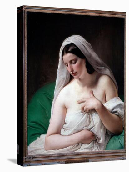 Odalisque (Young Woman Modestly Hiding Her Chest) - Oil on Canvas, 1867-Francesco Hayez-Stretched Canvas