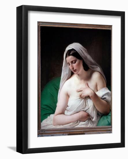 Odalisque (Young Woman Modestly Hiding Her Chest) - Oil on Canvas, 1867-Francesco Hayez-Framed Giclee Print