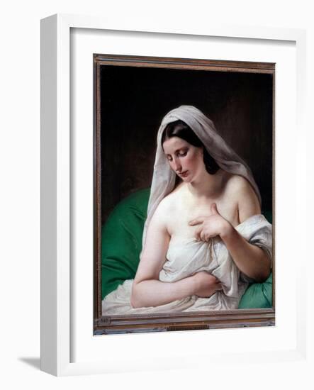 Odalisque (Young Woman Modestly Hiding Her Chest) - Oil on Canvas, 1867-Francesco Hayez-Framed Giclee Print