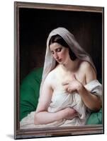 Odalisque (Young Woman Modestly Hiding Her Chest) - Oil on Canvas, 1867-Francesco Hayez-Mounted Giclee Print