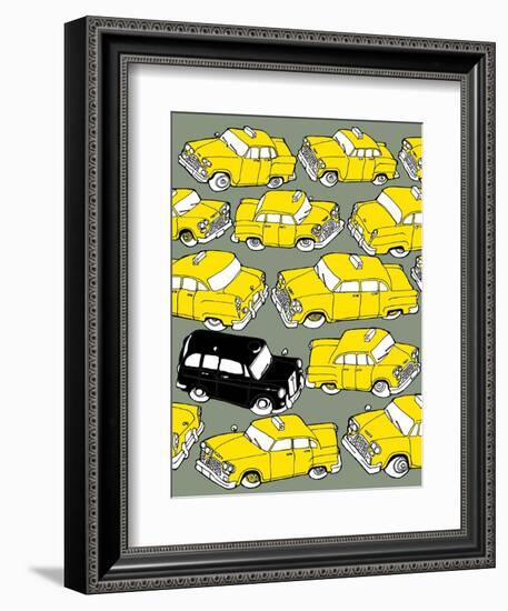 Odd Ones - Black Cab-Duncan Wilson-Framed Art Print