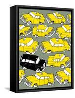 Odd Ones - Black Cab-Duncan Wilson-Framed Stretched Canvas