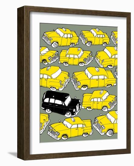 Odd Ones - Black Cab-Duncan Wilson-Framed Art Print