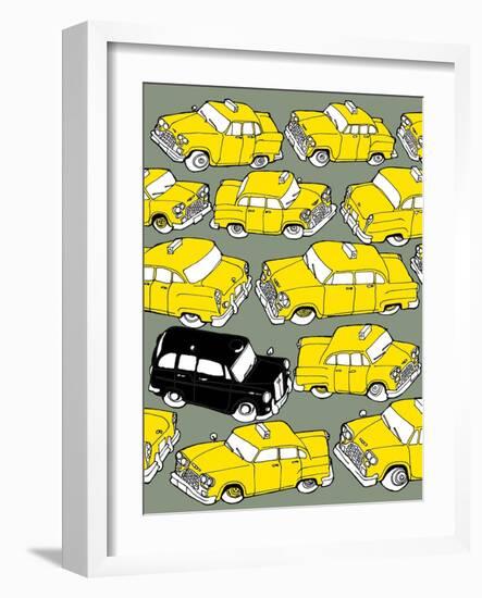 Odd Ones - Black Cab-Duncan Wilson-Framed Art Print