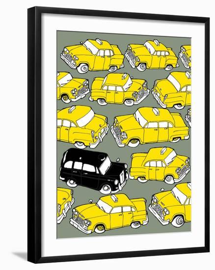 Odd Ones - Black Cab-Duncan Wilson-Framed Art Print