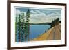 Odell Lake, Oregon - View of the Lake from the Cascade Railroad Line, c.1936-Lantern Press-Framed Art Print