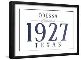 Odessa, Texas - Established Date (Blue)-Lantern Press-Framed Art Print