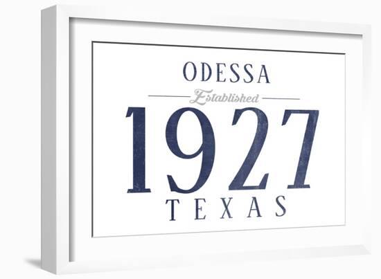 Odessa, Texas - Established Date (Blue)-Lantern Press-Framed Art Print