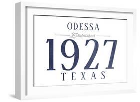 Odessa, Texas - Established Date (Blue)-Lantern Press-Framed Art Print