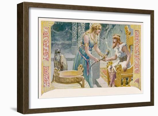 Odin and Gunnlod-null-Framed Art Print