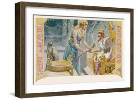 Odin and Gunnlod-null-Framed Art Print