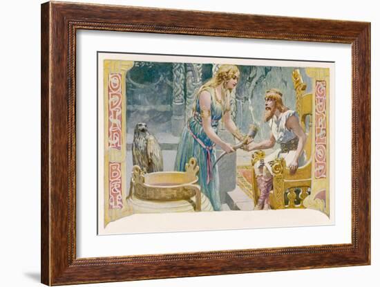 Odin and Gunnlod-null-Framed Art Print