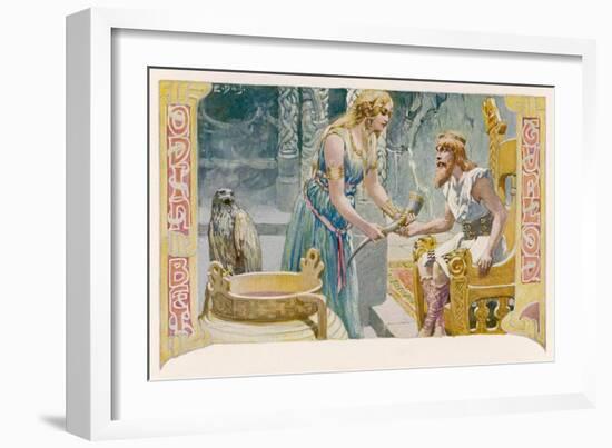 Odin and Gunnlod-null-Framed Art Print