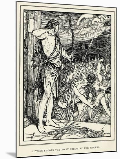 Odysseus Shoots the First Arrow at the Suitors-Henry Justice Ford-Mounted Art Print