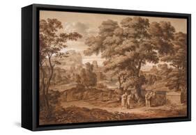 Oedipus And Antigone Leave Thebes-Joseph Anton Koch-Framed Stretched Canvas