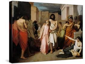 Oedipus and Antigone or the Plague of Thebes-Charles Francois Jalabert-Stretched Canvas