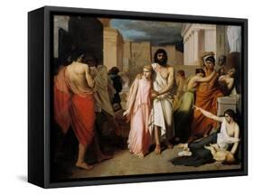 Oedipus and Antigone or the Plague of Thebes-Charles Francois Jalabert-Framed Stretched Canvas
