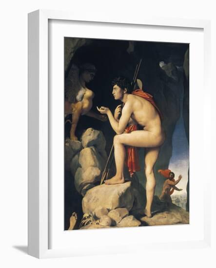 Oedipus and Sphinx (Edipe Explique L'Énigme Du Sphinx)-Jean-Auguste-Dominique Ingres-Framed Art Print