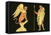 Oedipus and the Sphinx-English School-Framed Stretched Canvas