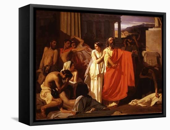 Oedipus, Blind after Plucking out his Eyes, with his Daughter Antigone-Ernest Hillemacher-Framed Stretched Canvas