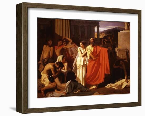 Oedipus, Blind after Plucking out his Eyes, with his Daughter Antigone-Ernest Hillemacher-Framed Giclee Print