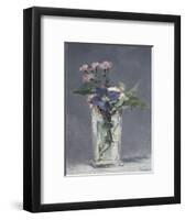 Oeillets et clématites dans un vase de cristal-Edouard Manet-Framed Giclee Print