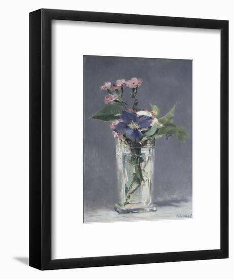 Oeillets et clématites dans un vase de cristal-Edouard Manet-Framed Giclee Print