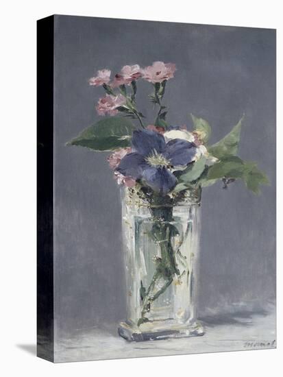 Oeillets et clématites dans un vase de cristal-Edouard Manet-Stretched Canvas