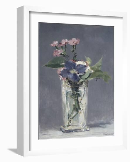 Oeillets et clématites dans un vase de cristal-Edouard Manet-Framed Giclee Print