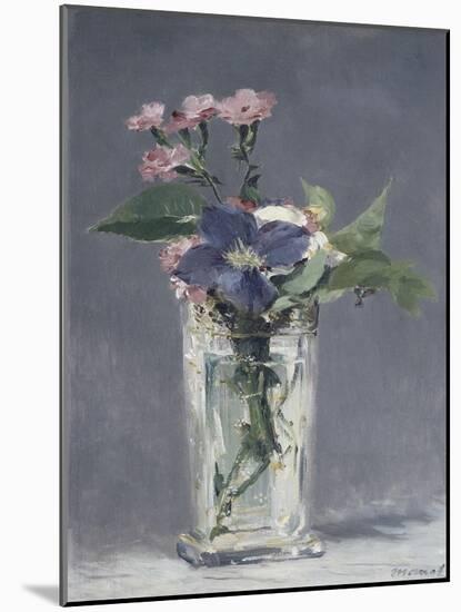 Oeillets et clématites dans un vase de cristal-Edouard Manet-Mounted Giclee Print