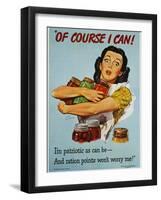Of Course I Can! War Production Poster-Dick Williams-Framed Giclee Print