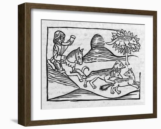 "Of the Fox and the Cat" Illustration to Caxton's 1484 Edition of Aesop's Fables-null-Framed Art Print