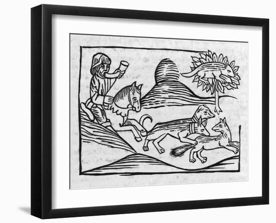 "Of the Fox and the Cat" Illustration to Caxton's 1484 Edition of Aesop's Fables-null-Framed Art Print