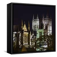 Of Westminster Abbey, Illuminated, at Night, London, England, Great Britain-Rainer Mirau-Framed Stretched Canvas