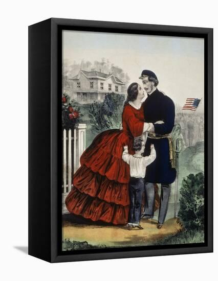 Off For the War-Currier & Ives-Framed Stretched Canvas