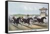 Off on the First Score-Currier & Ives-Framed Stretched Canvas