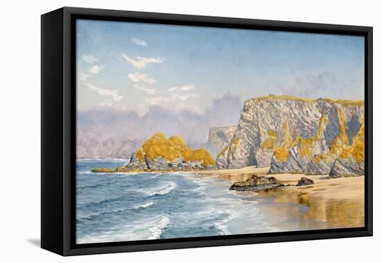 Off the Coast of Guernsey-John Brett-Framed Stretched Canvas