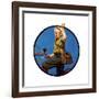 Off to Fish on a Bike-Norman Rockwell-Framed Giclee Print