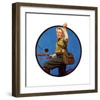 Off to Fish on a Bike-Norman Rockwell-Framed Giclee Print