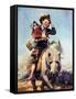Off to School (or Boy and Girl on Horse)-Norman Rockwell-Framed Stretched Canvas