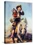 Off to School (or Boy and Girl on Horse)-Norman Rockwell-Stretched Canvas