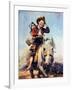 Off to School (or Boy and Girl on Horse)-Norman Rockwell-Framed Giclee Print