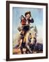 Off to School (or Boy and Girl on Horse)-Norman Rockwell-Framed Giclee Print