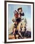 Off to School (or Boy and Girl on Horse)-Norman Rockwell-Framed Giclee Print