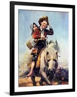 Off to School (or Boy and Girl on Horse)-Norman Rockwell-Framed Giclee Print